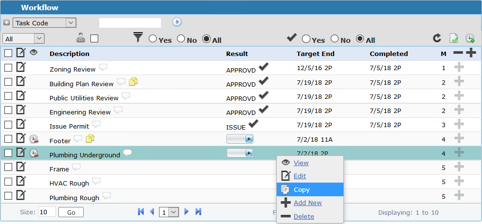 Copy Task from the Context Menu